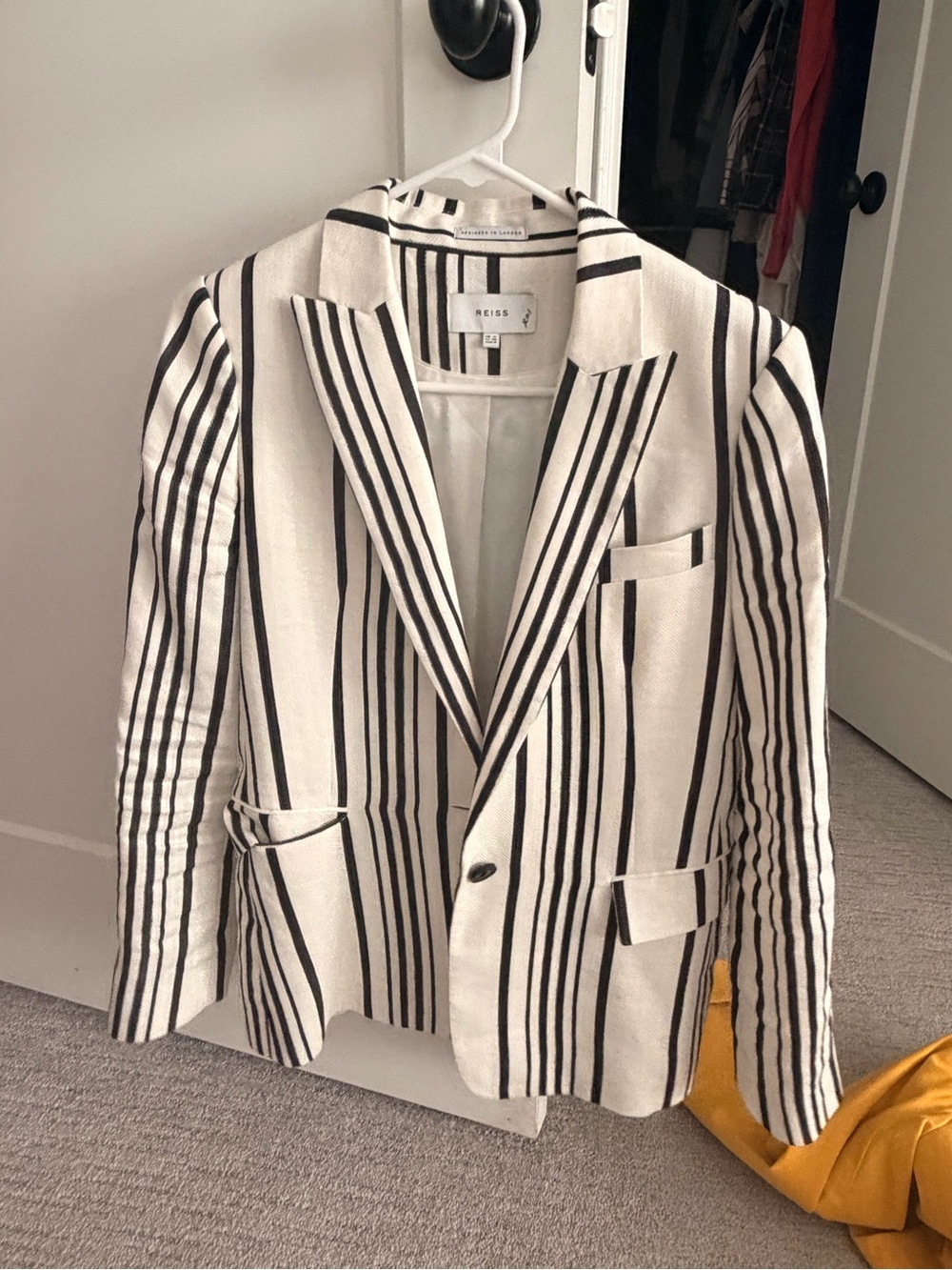 Reiss Black and White Vertical Stripe Blazer